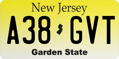 NJ license plate A38GVT