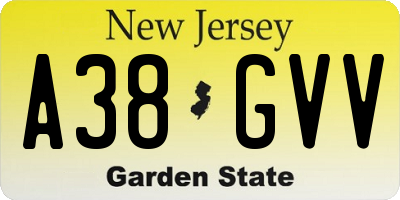 NJ license plate A38GVV