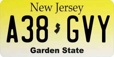 NJ license plate A38GVY
