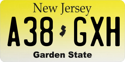 NJ license plate A38GXH