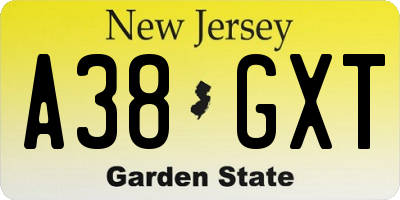 NJ license plate A38GXT