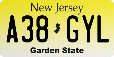 NJ license plate A38GYL