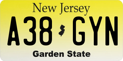 NJ license plate A38GYN