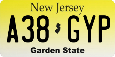 NJ license plate A38GYP