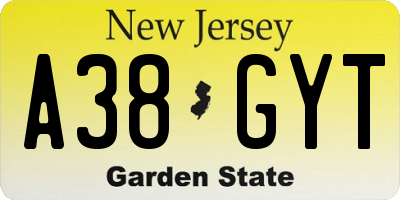 NJ license plate A38GYT