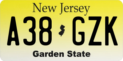 NJ license plate A38GZK