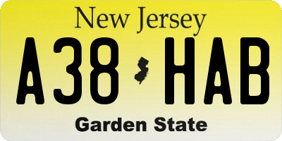 NJ license plate A38HAB
