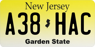 NJ license plate A38HAC