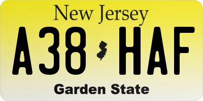 NJ license plate A38HAF