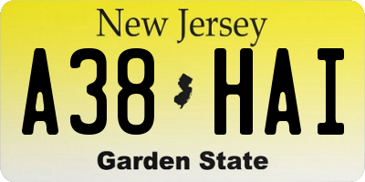 NJ license plate A38HAI