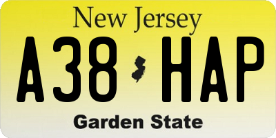 NJ license plate A38HAP