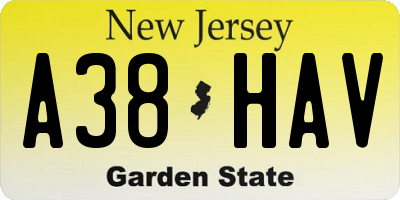 NJ license plate A38HAV