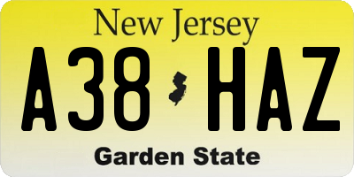 NJ license plate A38HAZ