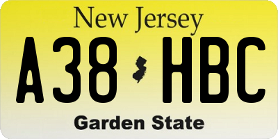 NJ license plate A38HBC
