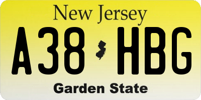 NJ license plate A38HBG