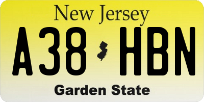 NJ license plate A38HBN