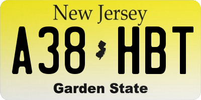 NJ license plate A38HBT
