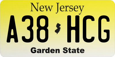 NJ license plate A38HCG