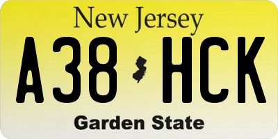NJ license plate A38HCK