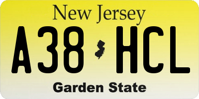 NJ license plate A38HCL