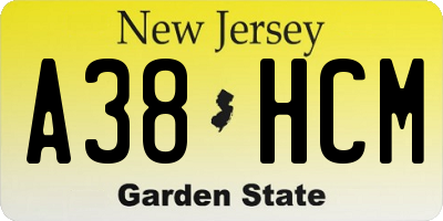 NJ license plate A38HCM