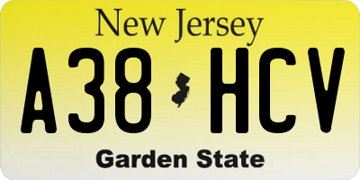 NJ license plate A38HCV