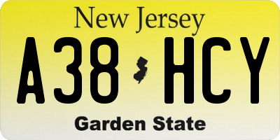 NJ license plate A38HCY