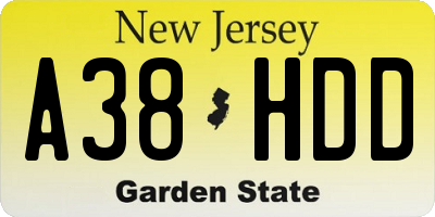 NJ license plate A38HDD