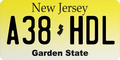 NJ license plate A38HDL