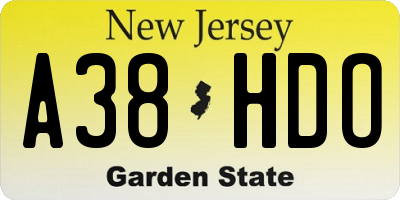 NJ license plate A38HDO