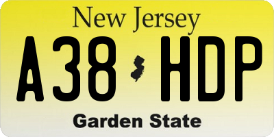 NJ license plate A38HDP