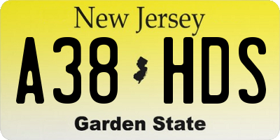 NJ license plate A38HDS