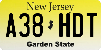 NJ license plate A38HDT