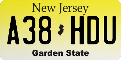 NJ license plate A38HDU