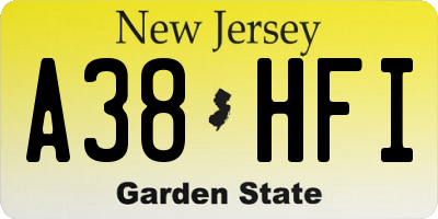 NJ license plate A38HFI