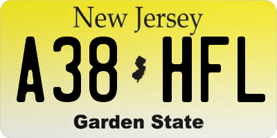 NJ license plate A38HFL