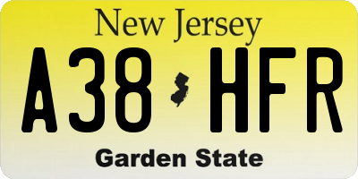 NJ license plate A38HFR
