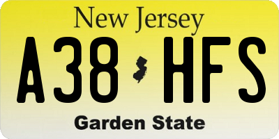 NJ license plate A38HFS
