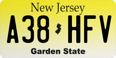 NJ license plate A38HFV