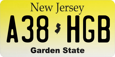 NJ license plate A38HGB