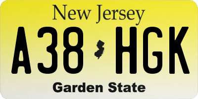 NJ license plate A38HGK