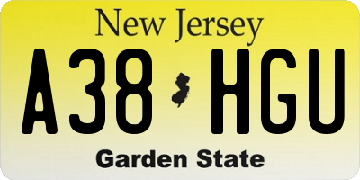 NJ license plate A38HGU