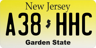 NJ license plate A38HHC