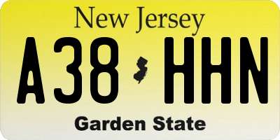 NJ license plate A38HHN