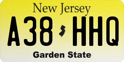 NJ license plate A38HHQ