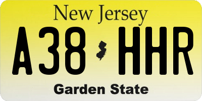 NJ license plate A38HHR