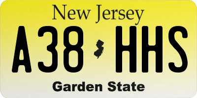 NJ license plate A38HHS