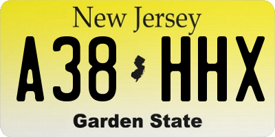 NJ license plate A38HHX