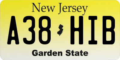 NJ license plate A38HIB