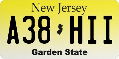 NJ license plate A38HII